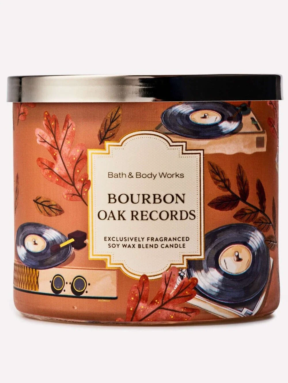 Bath & Body Works Bourbon Oak Records 3-Wick Fall Candle NEW